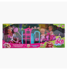 Лялька Sofi 85273 (36/2) “На прогулянці у парку”, 3 ляльки, мопед, велосипед, дитячий майданчик, висота ляльки 11 см, в коробці