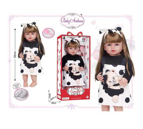 Лялька A 919 B (12/2) гумова, висота - 52 см, прошите волосся, рухомі кінцівки, щітка для волосся, пінетки, в коробці