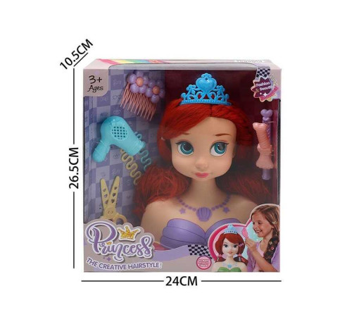 Манекен для зачісок LK 1713 D (48/2) аксесуари, корона, фен, ножиці, шпильки, в коробці