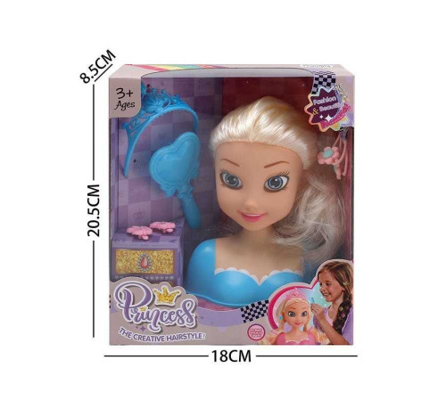 Манекен для зачісок LK 1714 F (96/2) аксесуари, гребінець, корона, в коробці