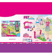 Лялька WG 198 (36/2) 30 см, улюбленці, аксесуари, знімний одяг, майданчик з перешкодами, будиночок для улюбленців, в коробці