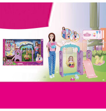 Набір ляльок WG 240 (24/2) висота: 30 см, знімний одяг, рухомі кінцівки, аксесуари, ігровий майданчик, крісло-гойдалка, собачка, повітряні кульки, в коробці