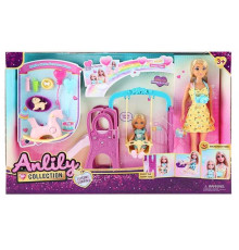 Набір ляльок 616622 (12) 2 ляльки, висота 30 см, знімний одяг та взуття, майданчик з гойдалкою та гіркою, кульки, пляшечки, коник-качалка, фотоапарат, в коробці