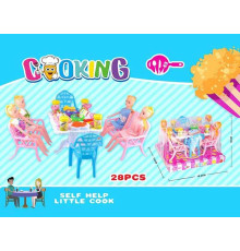 Набір ляльок 77-84 (90/2) 4 ляльки, 4 стільці, стіл, аксесуари, в слюді