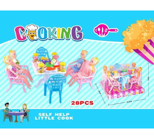 Набір ляльок 77-84 (90/2) 4 ляльки, 4 стільці, стіл, аксесуари, в слюді