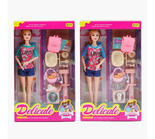 Лялька LY 66-3 (96/2) 2 види, висота 30 см, суглоби на шарнірах, 3 фігурки улюбленців, аксесуари для них, зйомне взуття, в коробці – в наличии! Купите сейчас у KAZKOVA