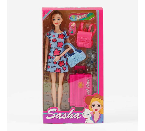 Лялька 51817 (60/2) висота 29 см, валіза, сумка, рюкзак, знімне взуття, в коробці