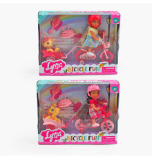 Лялька 4606 (72/2) 2 види, 12 см, знімне взуття, шолом, велосипед, улюбленець, гребінець, аксесуар, в коробці