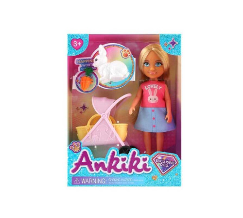 Лялька з аксесуарами 606019 (96) висота ляльки - 13 см, фігурка кролика, візочок для тварин, муляж морквинки, в коробці