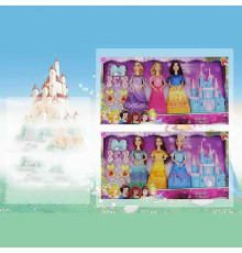 Набір ляльок K 016 A-1 (36/2) 3 ляльки, принцеси, знімний одяг, руки та ноги з точками артикуляції, аксесуари, замок, висота 28 см, в коробці