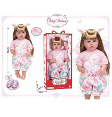 Лялька A 919 C (12/2) гумова, висота - 52 см, прошите волосся, рухомі кінцівки, щітка для волосся, заколки з “вушками”, пінетки, в коробці