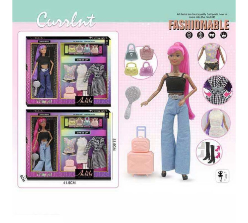 Лялька WX 278-2 (36/2) 2 види, 30 см, аксесуари, валізка, шарнірні суглоби, знімний одяг, гребінець, прошите волосся, в коробці