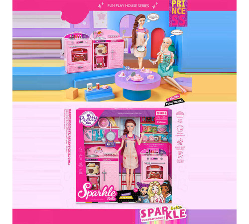 Лялька з меблями 7012 (24) кухонні меблі, посуд, продукти, висота ляльки 29 см, рухомі елементи, відкривні дверцята, в коробці – в наличии! Купите сейчас у KAZKOVA