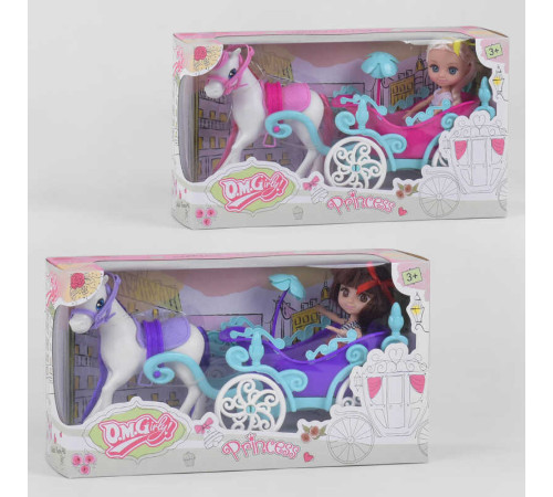Лялька з каретою 58050 (24/2) 2 види, карета, кінь, в коробці