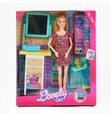 Лялька 785 C (48/2) умивальник з тумбою, стільчик з собакою, набір масок, висота ляльки 30 см, в коробці