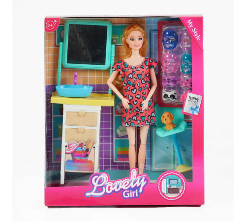 Лялька 785 C (48/2) умивальник з тумбою, стільчик з собакою, набір масок, висота ляльки 30 см, в коробці – в наличии! Купите сейчас у KAZKOVA
