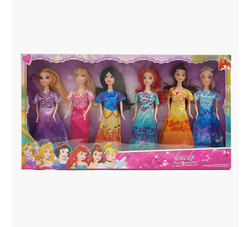 Набір ляльок K 016 B (36/2) 6 ляльок, принцеси, знімний одяг, висота 28 см, в коробці