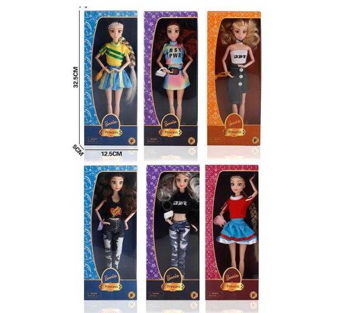 Лялька LK 1481-7 (144/2) 6 видів, імітація скляних очей, шарнірні суглоби, в коробці, ВИДАЄТЬСЯ ТІЛЬКИ МІКС ВИДІВ