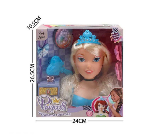 Манекен для зачісок LK 1712 A (48/2) аксесуари, гребінець, корона, в коробці