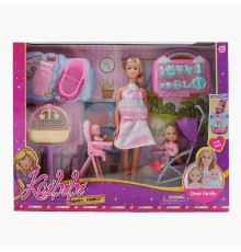 Набір ляльок WG 247 (24/2) висота: 30 см, знімний одяг, рухомі кінцівки, аксесуари, візочок, стільчик для годування, ліжечко, в коробці