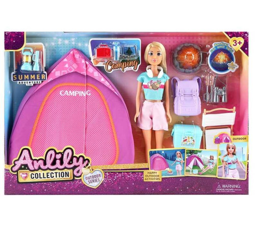 Лялька 616252 (18) висота: 30 см, знімний одяг, рухомі кінцівки, аксесуари, намет, багаття з підсвічуванням, в коробці