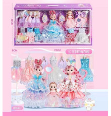 Набір ляльок 1788-4 (18) 2 ляльки; висота 27 см, шарнірні з’єднання, прошите волосся, знімний одяг, взуття, висота маленької ляльки: 15 см, 8 додаткових суконь, аксесуари, в коробці