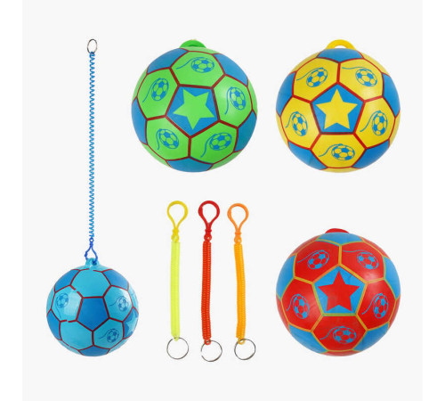 М`яч гумовий С 70489 (300) 4 види, діаметр - 17 см, карабін з пружинкою, ВИДАЄТЬСЯ МІКС ВИДІВ