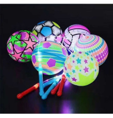 М`яч гумовий C 72545 (500) діаметр 17 см, паличка, підсвічування, 3 режими, від батарейок, у пакеті, ВИДАЄТЬСЯ ТІЛЬКИ МІКС ВИДІВ