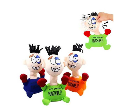М'яка іграшка антистрес "Вдар мене" C 50092 (120) 3 кольори, на батарейках, датчик на голові, з присосками, 25см, в пакеті, ВИДАЄТЬСЯ МІКС ВИДІВ