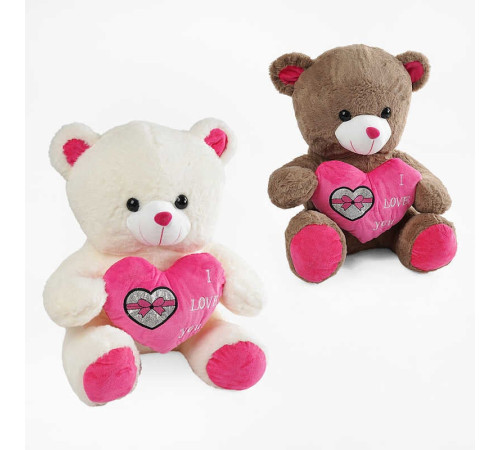 М`яка іграшка M 17386 (50) 2 види, "Ведмедик", висота 40см, тримає сердечко в лапках, ВИДАЄТЬСЯ МІКС ВИДІВ