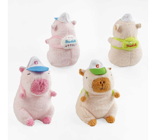 М’яка іграшка M 17986 (120) "Капібара з рюкзаком та кепкою", висота 33 см