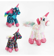 М`яка іграшка M 14746 (200) "Єдиноріжка", ВИДАЄТЬСЯ МІКС ВИДІВ, 3 кольори, висота 28 см