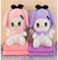 М`яка іграшка M 18274 (50) 2 види, герой, висота 43см, сидяча, бантик, плед: 175х105 см