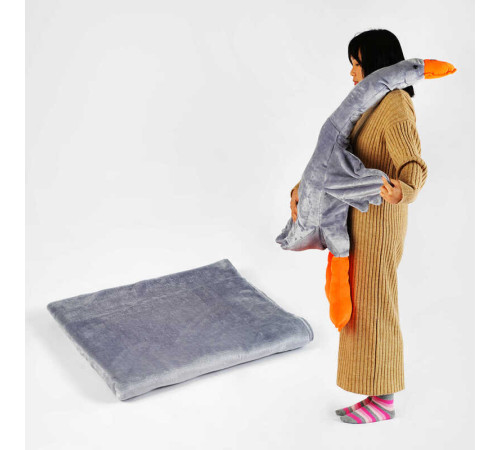 гр М`яка іграшка "Гусак-обіймак" 81651 (20) З ПЛЕДОМ 101х93 см, висота іграшки100 см, колір сірий