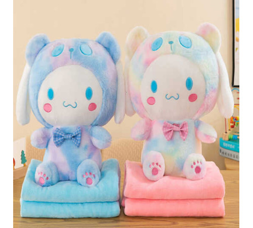 М`яка іграшка M 18275 (50) 2 види, герой, висота 43см, сидяча, бантик, плед: 175х105 см