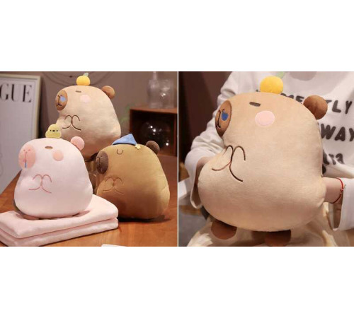 М`яка іграшка M 18207 (50) “Капібара”, 30 см, плед: 140х190 см, муфта