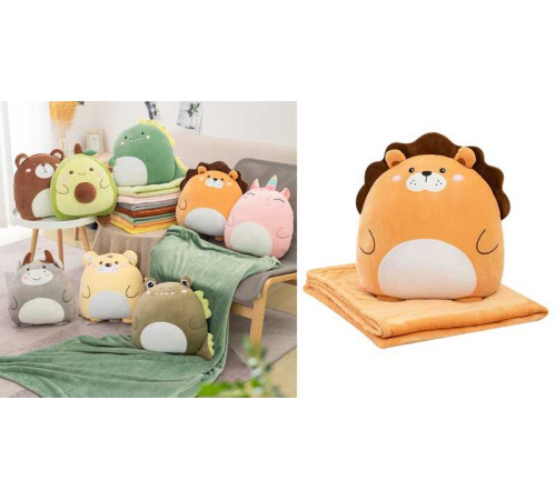 М`яка іграшка M 18744 (50) "Звірятко", висота 30 см, пледик 205х90 см, ВИДАЄТЬСЯ ТІЛЬКИ МІКС ВИДІВ