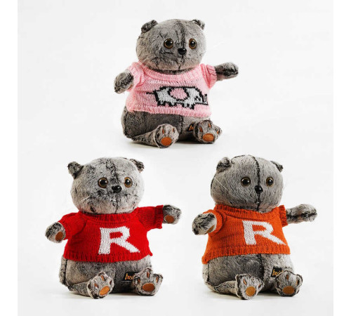 М`яка іграшка M 16177 (150) 3 види, кіт у светрі, висота 31 см, ВИДАЄТЬСЯ ТІЛЬКИ МІКС ВИДІВ