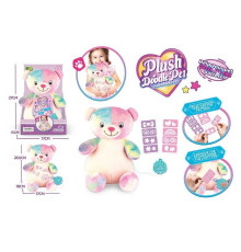 М`яка іграшка DR 5201 (32/2) “Ведмедик”, малюй світлом, ліхтарик у вигляді лапки на батарейках, трафарети, висота 26.5 см, в коробці