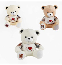 М`яка іграшка M 17382 (30) 3 кольори, “Ведмідь”, висота у сидячому положенні 50 см, у пакеті, ВИДАЄТЬСЯ ТІЛЬКИ МІКС ВИДІВ