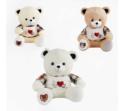 М`яка іграшка M 17382 (30) 3 кольори, “Ведмідь”, висота у сидячому положенні 50 см, у пакеті, ВИДАЄТЬСЯ ТІЛЬКИ МІКС ВИДІВ