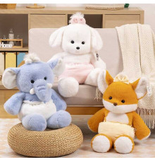 М`яка іграшка M 18580 (120) 3 види, “Звірятко”, висота 47см, підгузок на резинці, пластикові очі, ВИДАЄТЬСЯ ТІЛЬКИ МІКС ВИДІВ