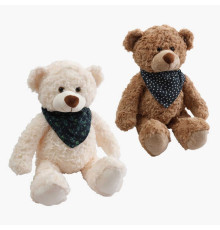 М`яка іграшка M 18495 (80) 2 види, "Ведмедик", висота 39 см, пластикові очі, знімна хустинка