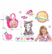 Тваринка DR 5127 (48/2) “Кошеня”, м’яка іграшка, набір грумера, сумка-переноска, 7 аксесуарів, в сумці