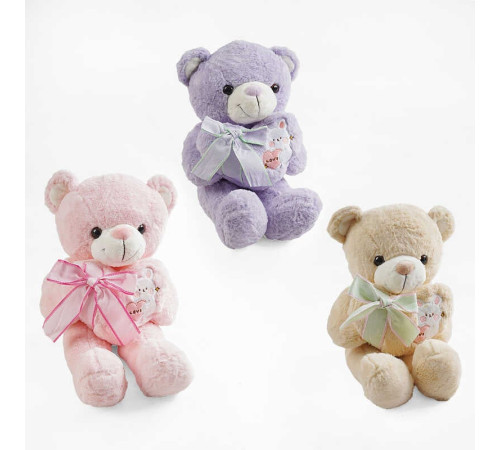М`яка іграшка M 18114 (56) "Ведмедик", 3 види, висота 50см, сердечко з бантиком, ВИДАЄТЬСЯ ТІЛЬКИ МІКС ВИДІВ