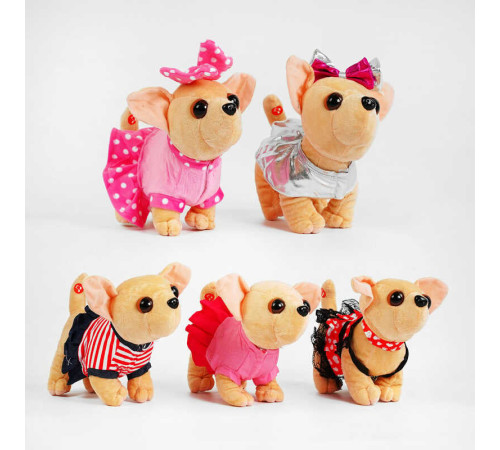 М`яка іграшка М 14756 (100) 5 видів, цуценя-дівчинка, музичний чіп, висота 20 см ВИДАЄТЬСЯ ТІЛЬКИ МІКС ВИДІВ