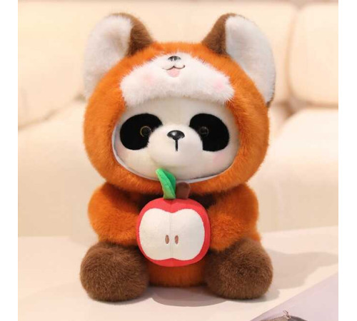М`яка іграшка M 18550 (100) "Панда", висота 34см, сидяче положення, знімний капюшон, пластикові оченята, "тримає" яблуко в лапках
