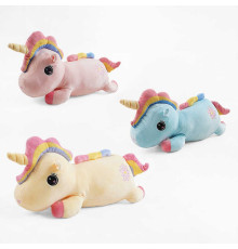 М`яка іграшка M 18287 (50) 3 види, "Єдиноріжка", лежача, довжина 54см, плед, ВИДАЄТЬСЯ МІКС ВИДІВ