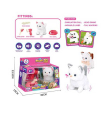 Улюбленець LK 006 C (36/2) “Котик” на батарейках, звук, рух лапками, головою і хвостиком, мисочка, фен, гребінець, кісточка, в коробці