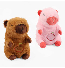 Інтерактивна іграшка M 18607 (100) 2 кольори, "Капібара", висота: 30 см, сплюшка, для сну, дихає, на батарейках, мелодії, підсвічується, в пакеті